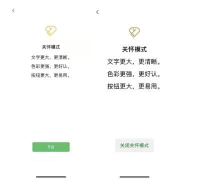 進入關懷模式前后對比圖